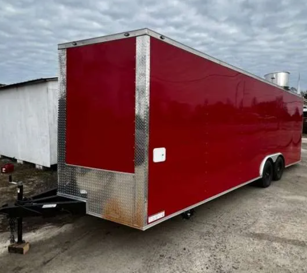 Explore the Versatility and Benefits of Red 8.5 by 24 Concession Trailer & Tandem Axle Splicing Trailer